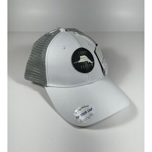 TOMMY BAHAMA "Tip Your Cap" Marlin Logo Trucker Hat White Silver Men's *NEW*